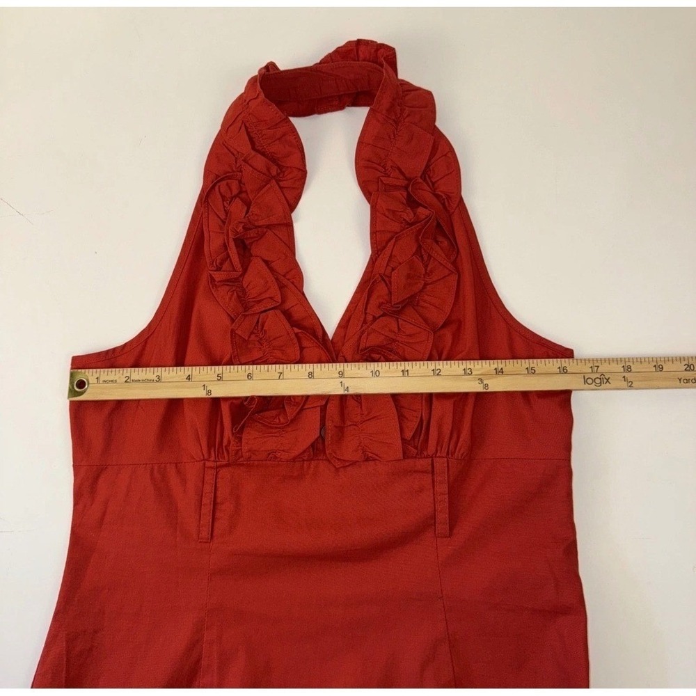 HeartSoul Halter Top Women Large Red Ruffle Neck Cotton Spandex Chic Blouse Boho - Picture 6 of 14